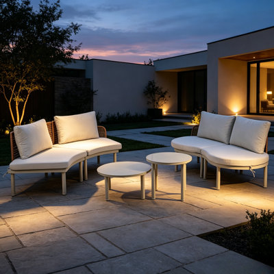 Ensemble de canapé modulaire d'extérieur 6 pièces avec tables basses et coussins 6 pièces