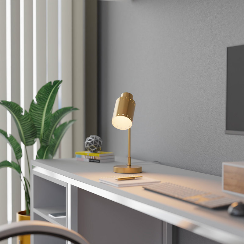 15" Brass Metal Desk Lamp