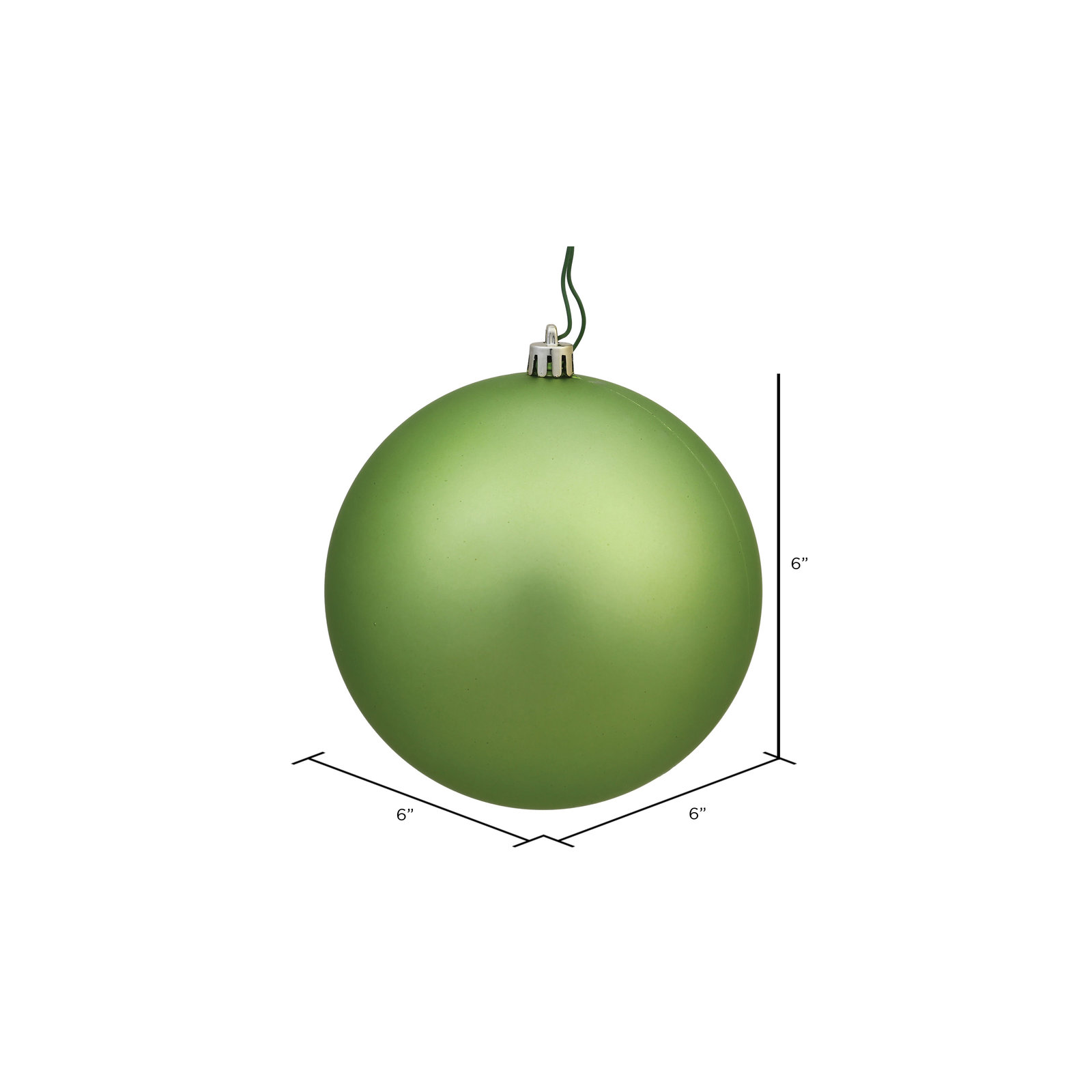 Christmas Ball Ornament, Matte Celadon, 6" H x 6" W x 6" D