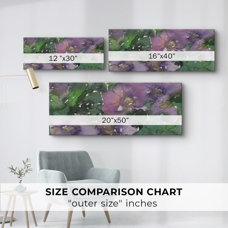 Langage des violettes I - Toile tendue avec châssis - Prêt à accrocher, 16" H x 40" W