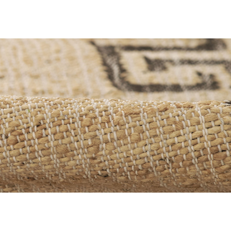 Erin Gates by Momeni Orchard Greek Key Jute and Wool Hand Woven Brown Area Rug, Rectangle 3'6" x 5'6"