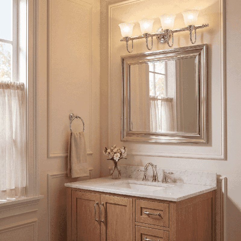 Éclairage pour salle de bain 4 lumières Savoy House Brunswick en nickel satiné, Nickel satiné