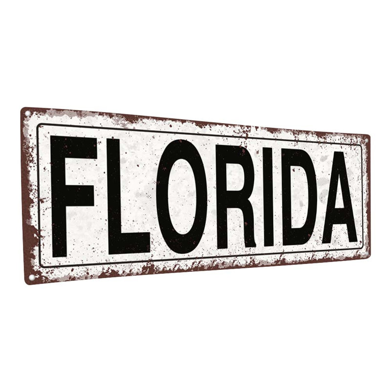 «En détresse, enseigne en métal de Floride»