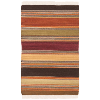 Striped Wool Hand Woven Area Rug