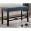 Banc de salle à manger en tissu à hauteur de comptoir avec garniture cloutée, bleu-1560754555