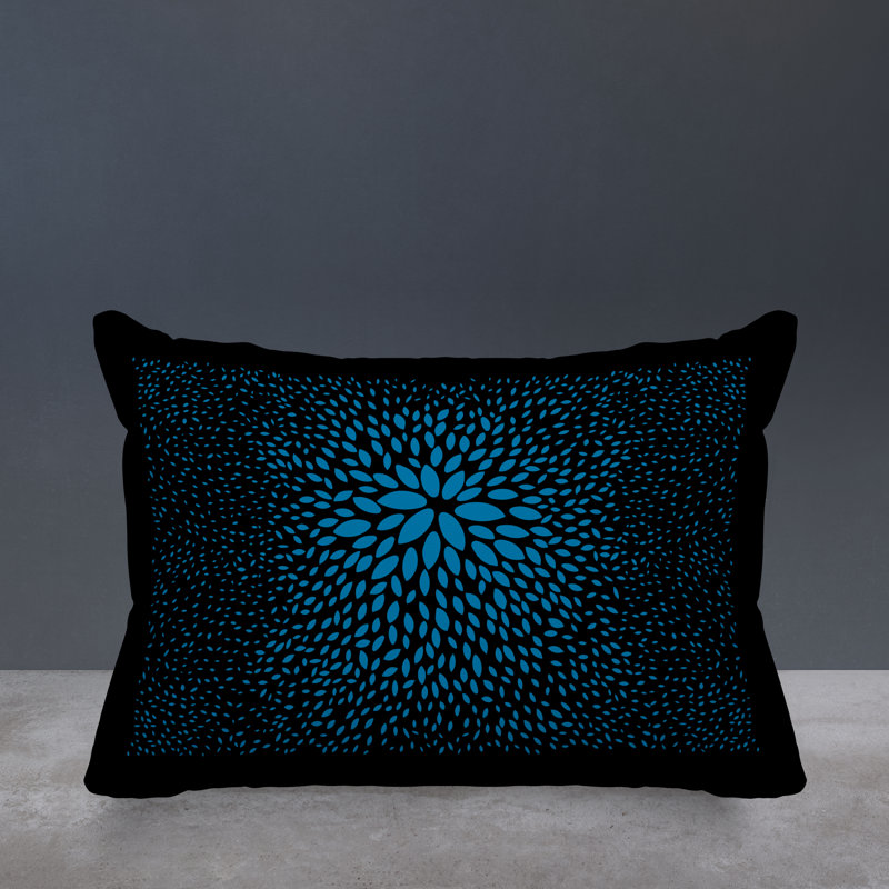 Housse et insert de coussin rectangulaire intérieur / extérieur en polyester filé Bavière, Turquoise / noir