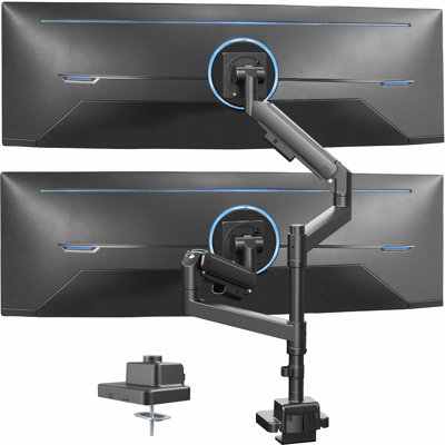 VIVO Pneumatic Dual Ultrawide Computer Monitor Desk Mount with Extension Pole (STAND-GT57T2)
