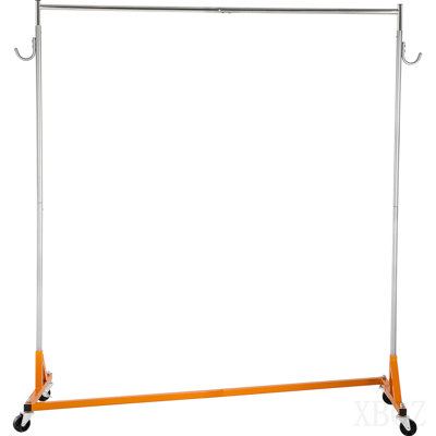 Z Rack, Industrial Grade Z Base Garment Rack, Height Adjustable Rolling Z Garment Rack, Sturdy Steel Z Base Clothing Rack W/ Lockable Casters For Home Garment Store Display Commercial Use Orange