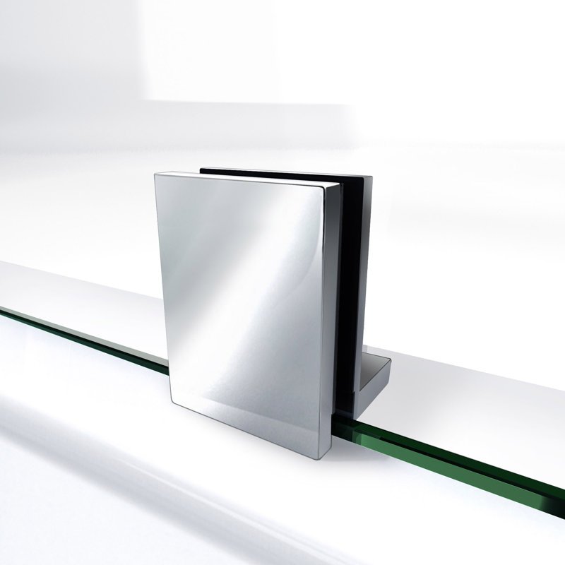 Prism Lux 42" x 74.75" Neo-Angle Hinged Shower Enclosure with Base Included, Chrome/Biscuit