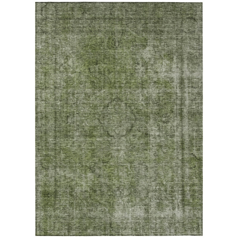 Emberith Green Washable Indoor-Outdoor Rug - LOOMLAN, 3' x 5'