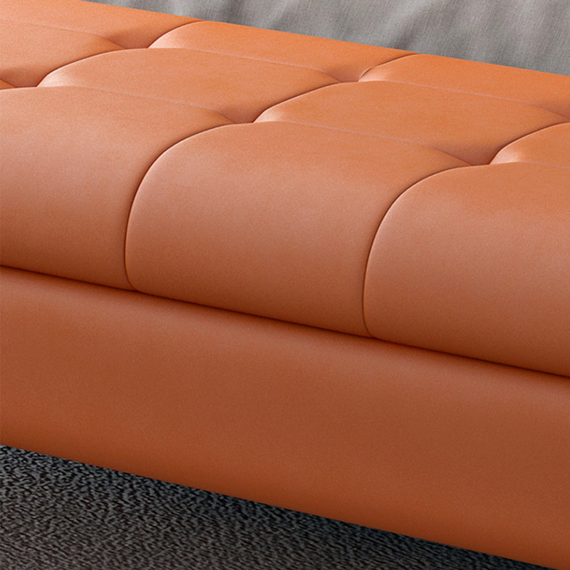 Repose-pieds de luxe léger en microfibre avec cadre en bois massif, Orange