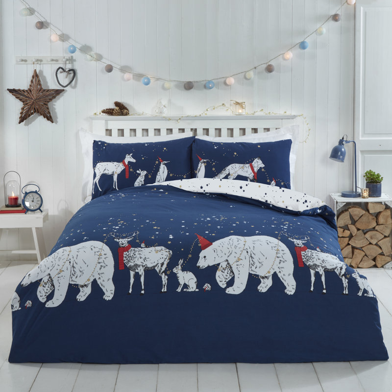 Winter Animal Parade Duvet Cover Set, Double Duvet Cover + 2 Standard Pillowcases