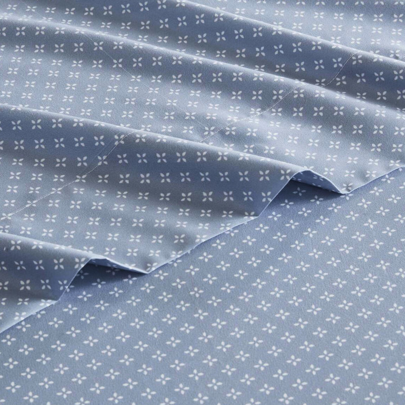 Édredon et drap - très grand bleu, couette très grande à motif floral brossé, 2 taies décoratives
