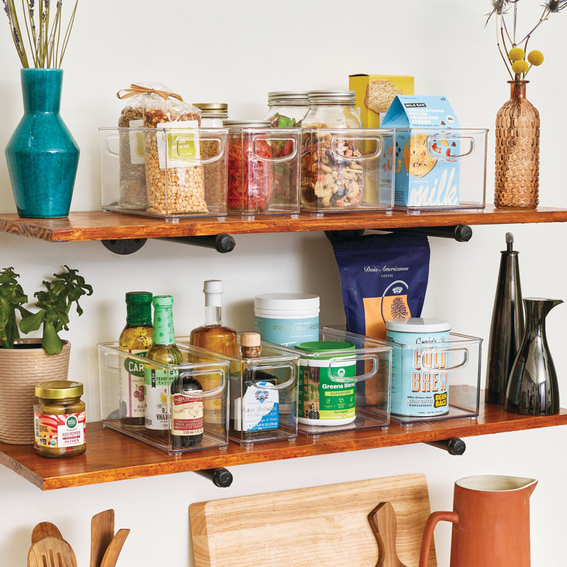 iDesign 8-Piece Recycled Plastic Small Stackable Kitchen Organizer Bin Set, Clear