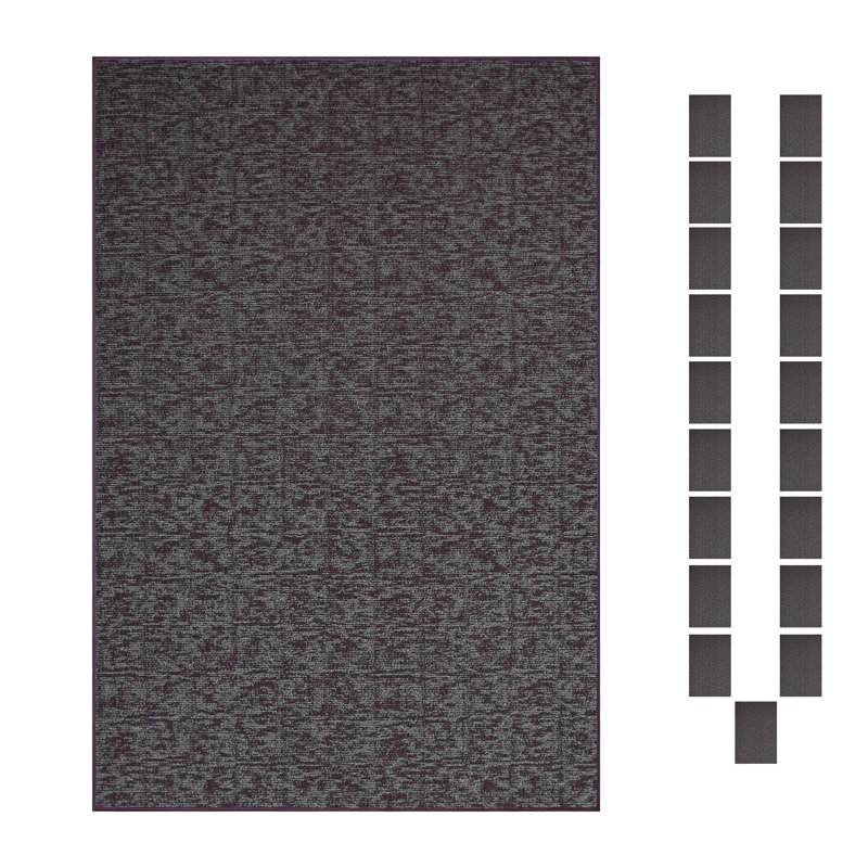 Ensemble de tapis géométriques en nylon tufté à la machine pour intérieur/extérieur, Purple, Rectangulaire 2 pi x 3 pi