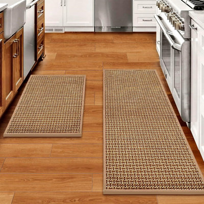 Non Skid Kitchen Rugs Set of 2, Absorbent Runner Rugs for Floor, 17.3"x 29"+17.3"x 47"