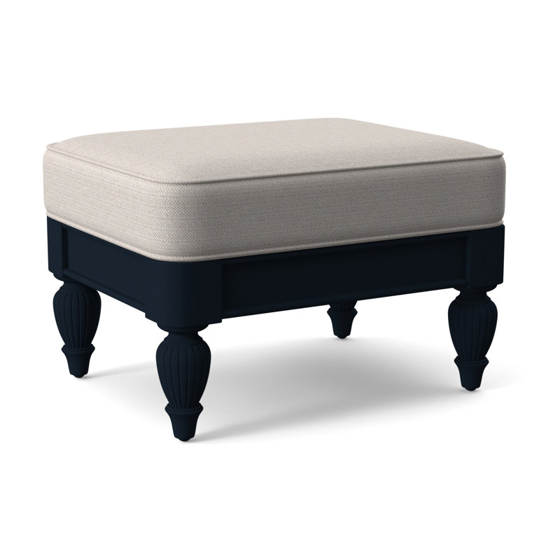 Grand View Ottoman, Navy Finish, White Textured Performance; 0865-91
