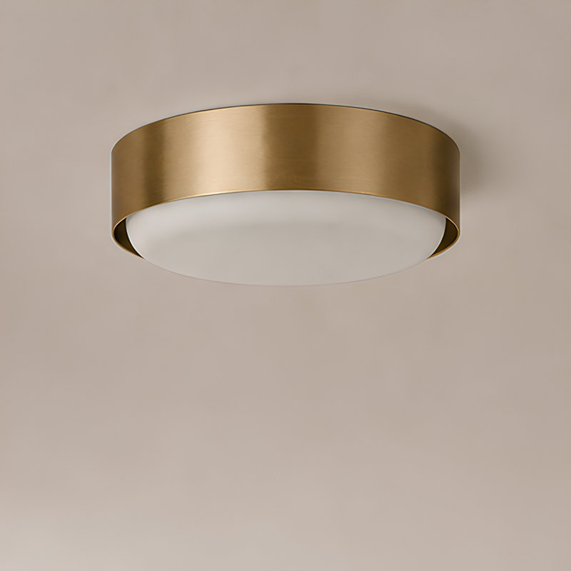 Richard June Transitional Aurelle Flush Mount Light, Estate Brass