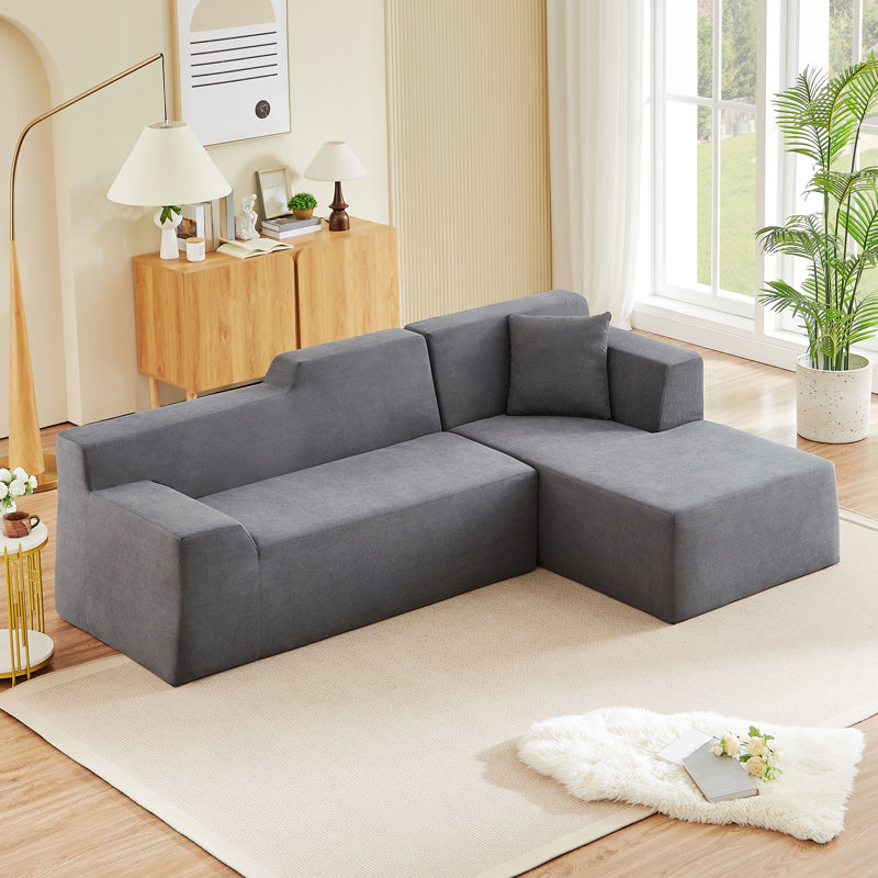 Canapé moderne en L pour la maison, Gris foncé, Face à la droite