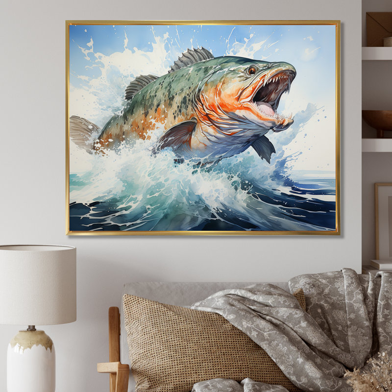 Pêche, rêves sur toile, Cadre flottant doré, 24" H x 32" W