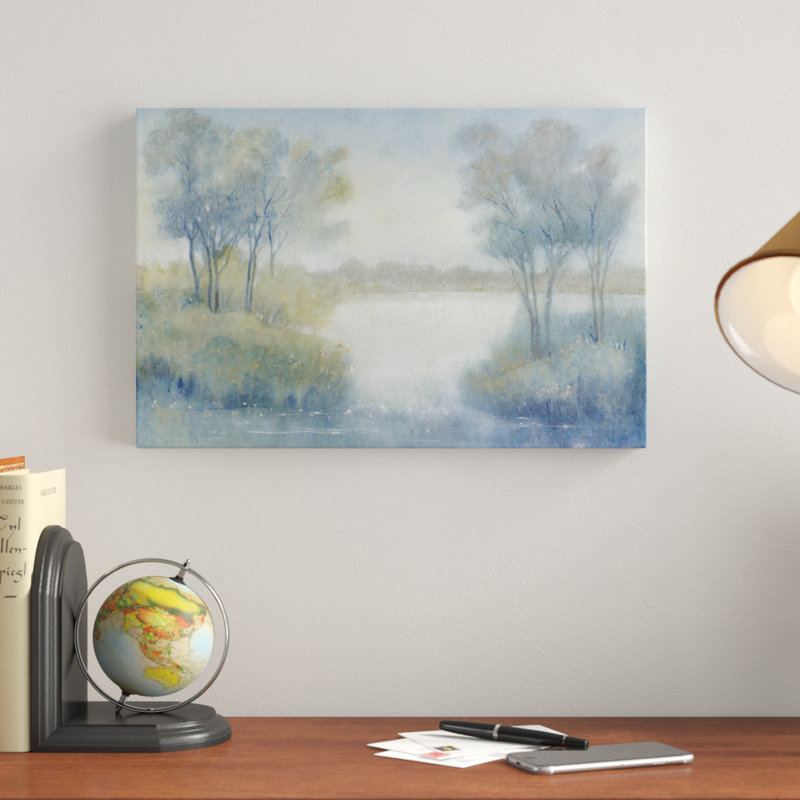 «Morning at the Pond I», peinture sur toile, H 12 po x l 18 po