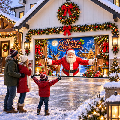 Santa Opening Garage Door Cover