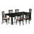 7 Piece Dining Set Consist of a Rectangle Dining Room Table with Butterfly Leaf and 6 Linen Fabric Kitchen Chairs, Black-1082107871-1079865088-1079865094