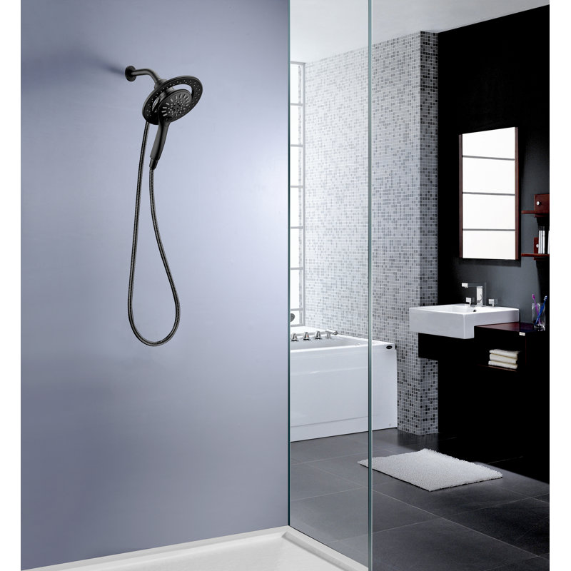 Pomme de douche à fixation murale double fixe et magnétique Magnky Valkyrie, Noir mat