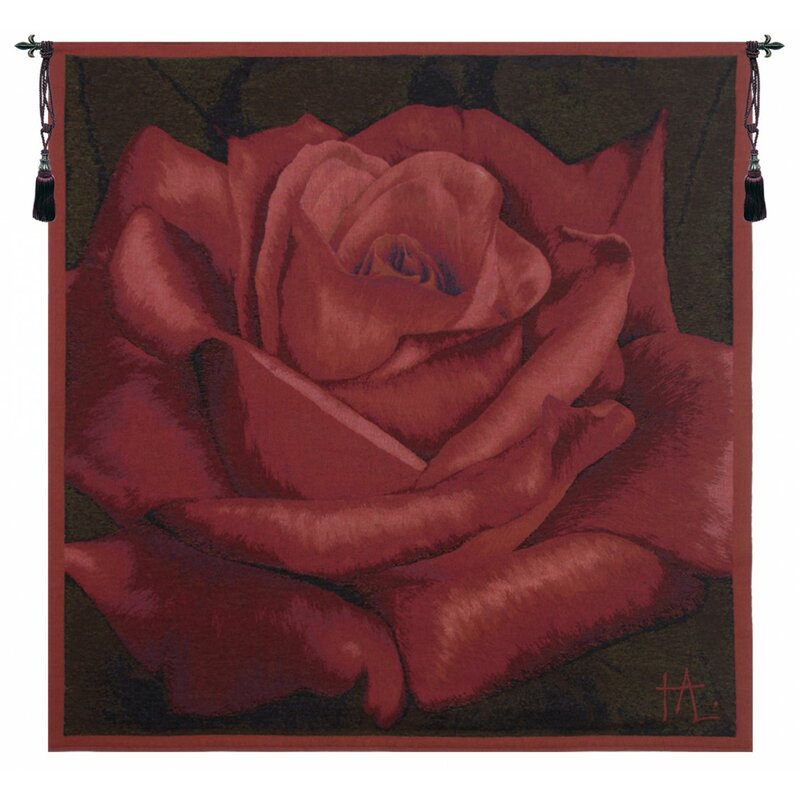 Rose Wall Tapestry - Rose Loom Woven Blended Fabric Tapestry