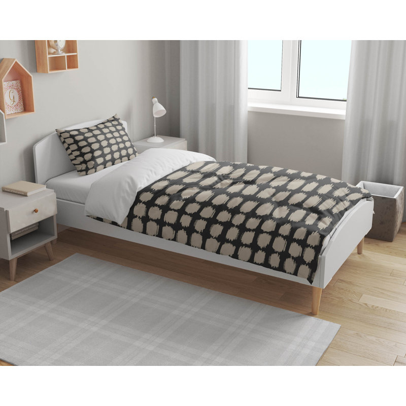 Ensemble d'édredon léger tacheté, Gris anthracite, Édredon simple + 1 taie d'oreiller standard
