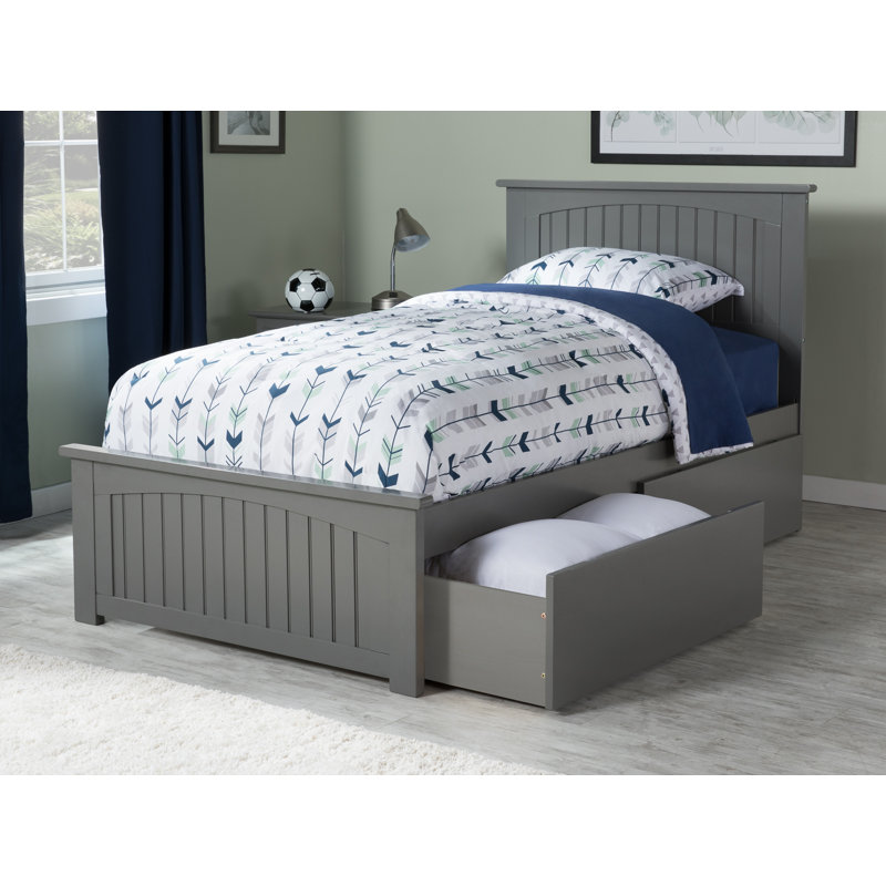 Amodio Solid Wood Platform Bed with Matching Footboard and Storage Drawers, Twin