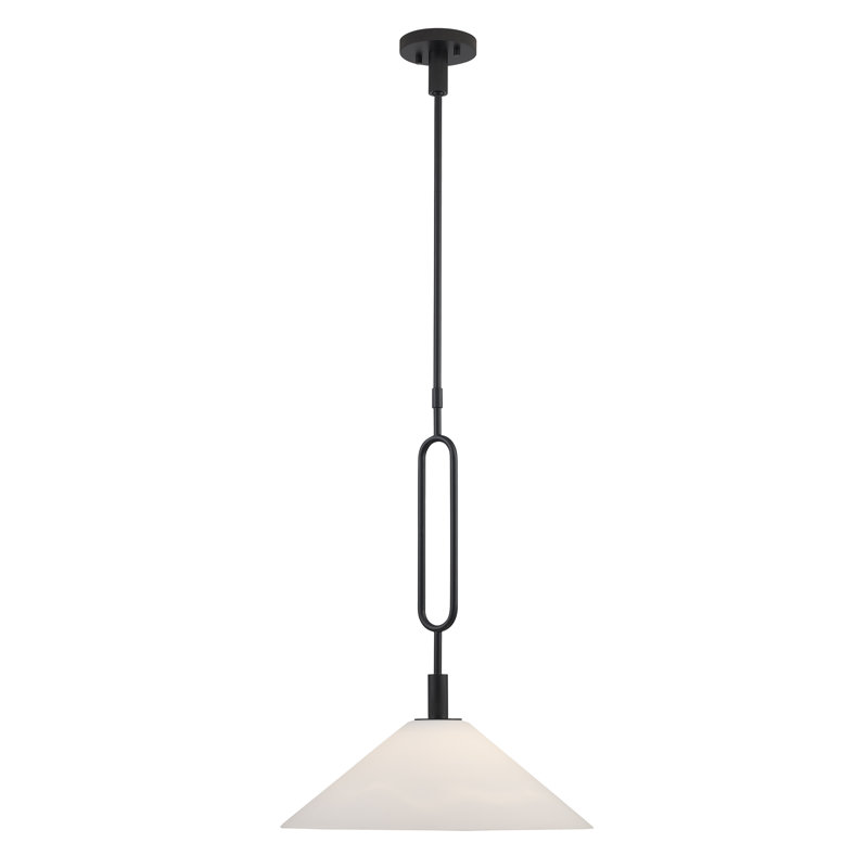 Cartley 1 - Light Modern Pendant with Opal Glass, 8.5" H x 18" W, Black