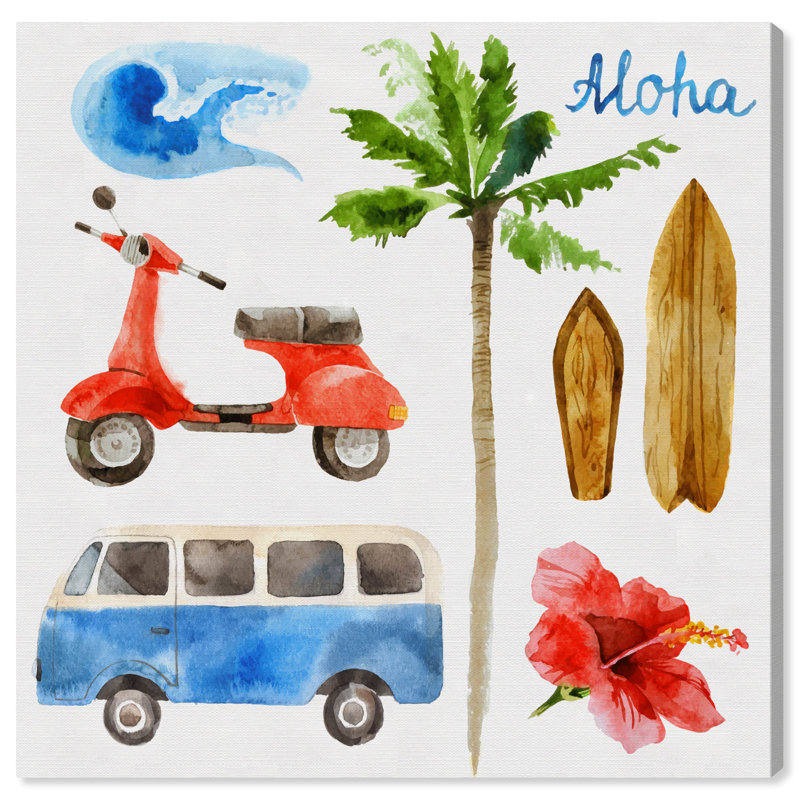 «Beach Essentials» par Oliver Gal - impression sur toile tendue, L 20 po x H 20 po