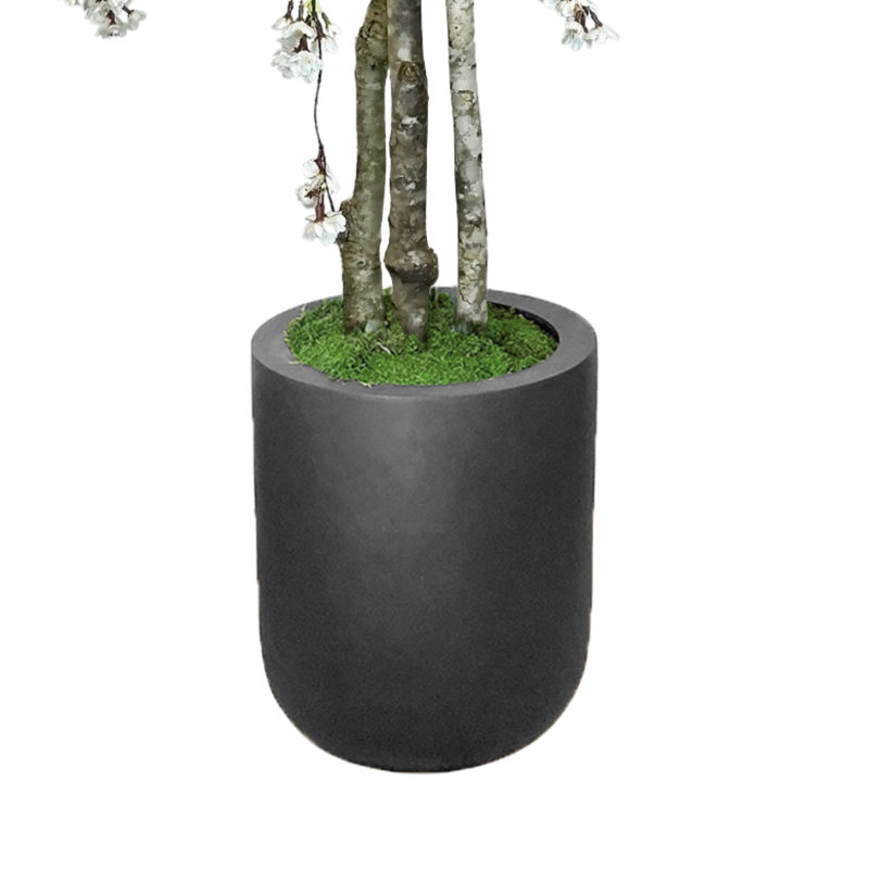 Faux Cherry Blossom Tree in Fiberstone Planter, 72" H x 34" W x 11.50" D