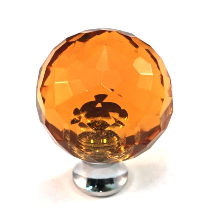 Poignée ronde de 1 3/16 po de diamètre, Ambre, Laiton satiné