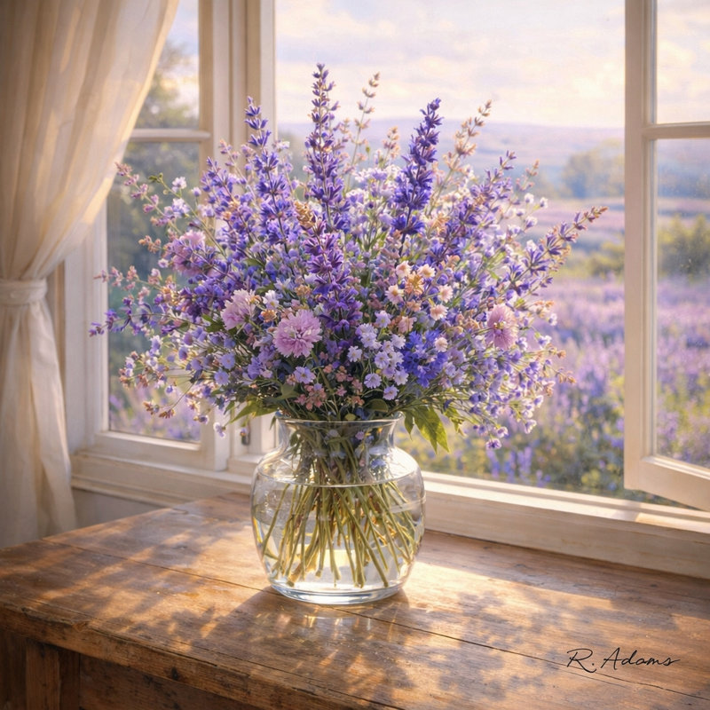 Art floral sur toile tendue avec fenêtre, L 12 po x H 12 po x P 1 po