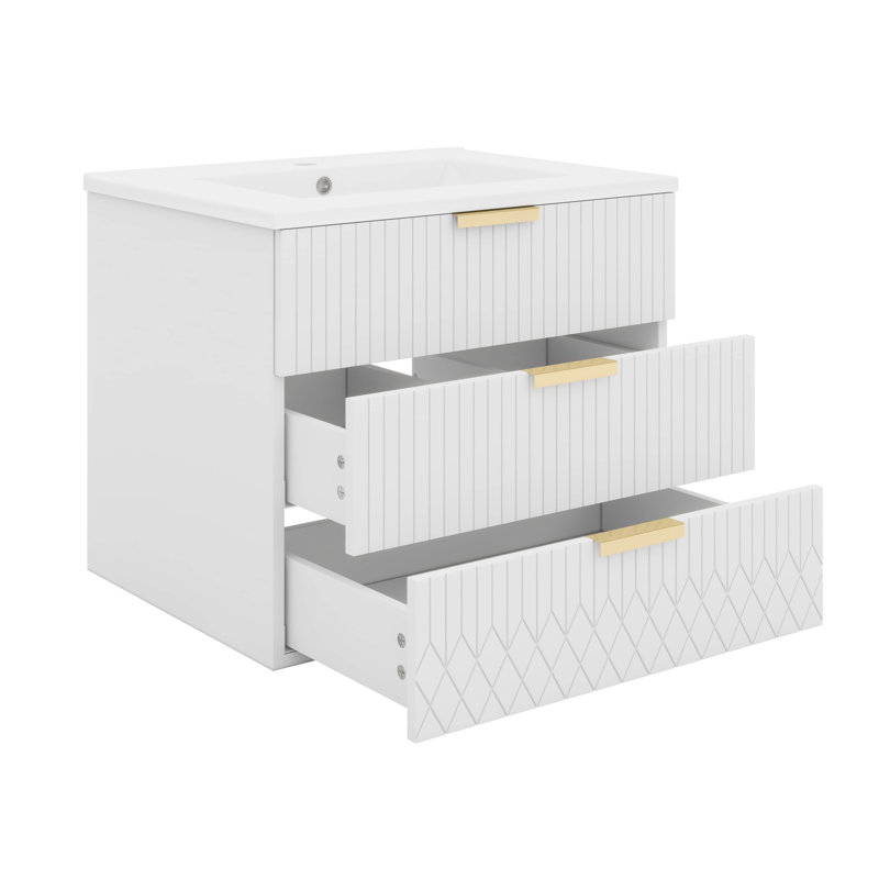 Meuble-lavabo 24 po avec lavabo et meuble-lavabo flottant 24 po, Blanc