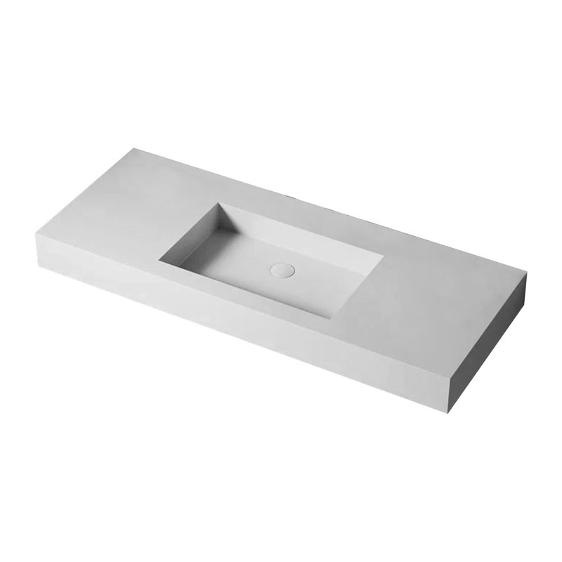 Bathroom Vanity Basin Sink In Solid Surface Stone Resin - Matte White, 48.42 Deep, 19.15 Wide, 4.36 High, 54.82 Lb Flawless Integration All Layouts, To Scratches And Stains, Wall Mounted Or