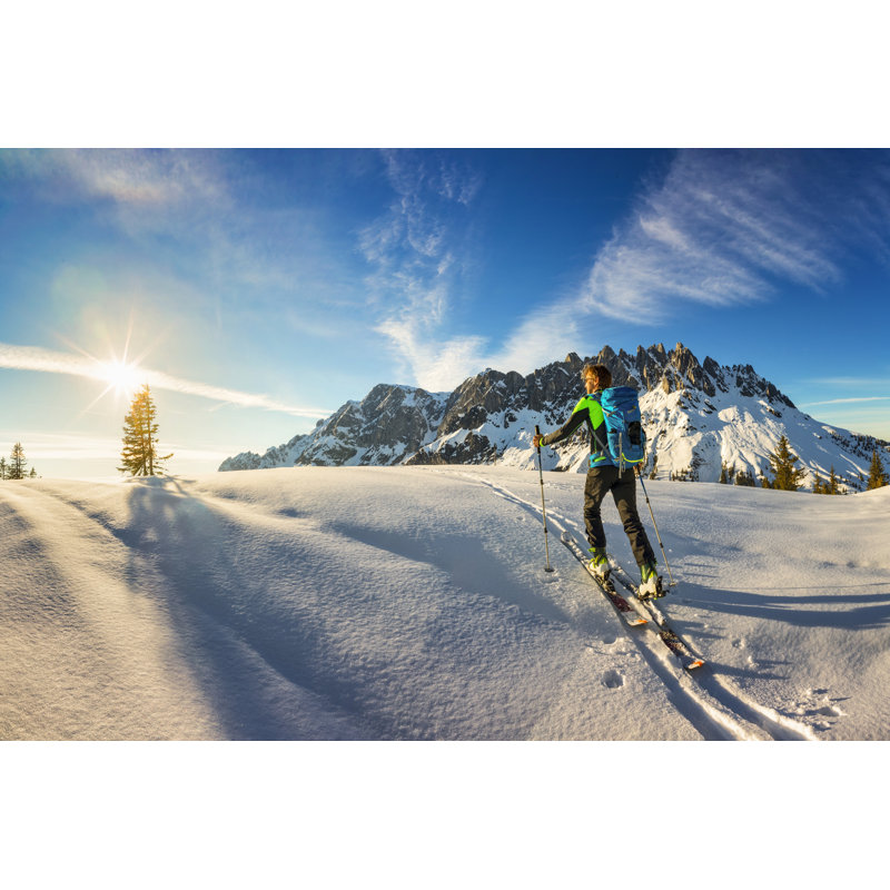 Ski Touring In Alps by DieterMeyrl - No Frame Art Prints on Canvas, 20cm H x 30cm W