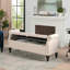 Banc de rangement à accoudoirs roulés 57,5 po, polyester beige ciel neutre