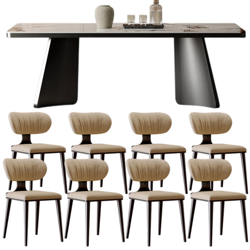 Light luxury modern rectangular dining table sets., 29.53"H x 78.74"L x 35.43"W