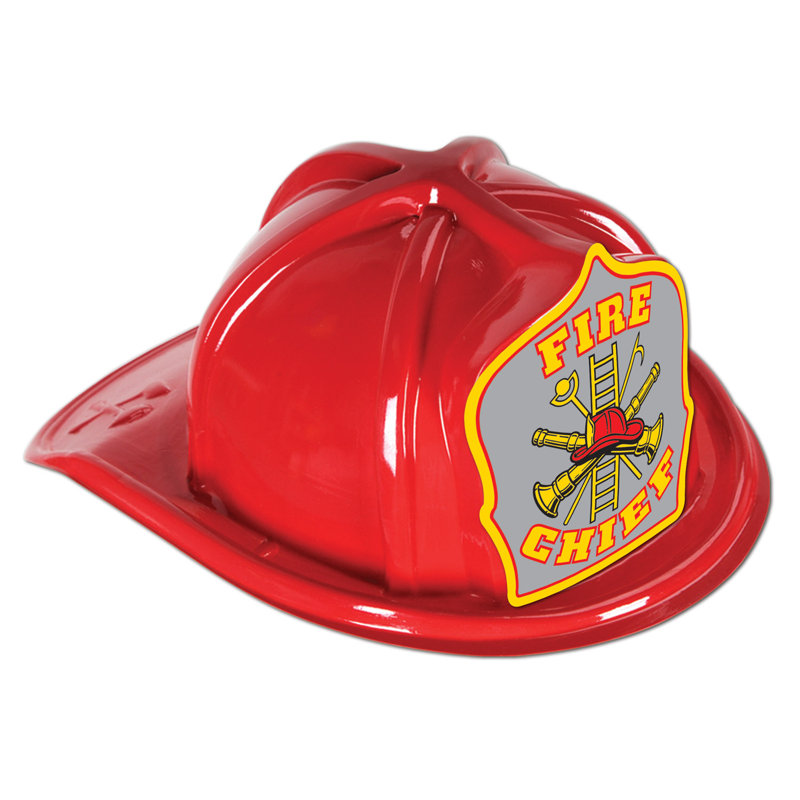 Chapeau de chef pompier en plastique, Rouge / gris