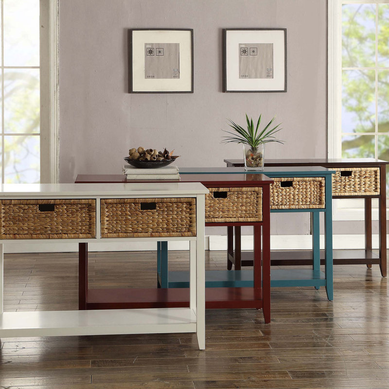 Console Table with 2-Drawer, White