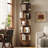 360° Rotating Bookshelf, 6-Tier Tall Narrow Bookcase with Roller Shutters Cabinet, Corner Bookshelf with Baffles
