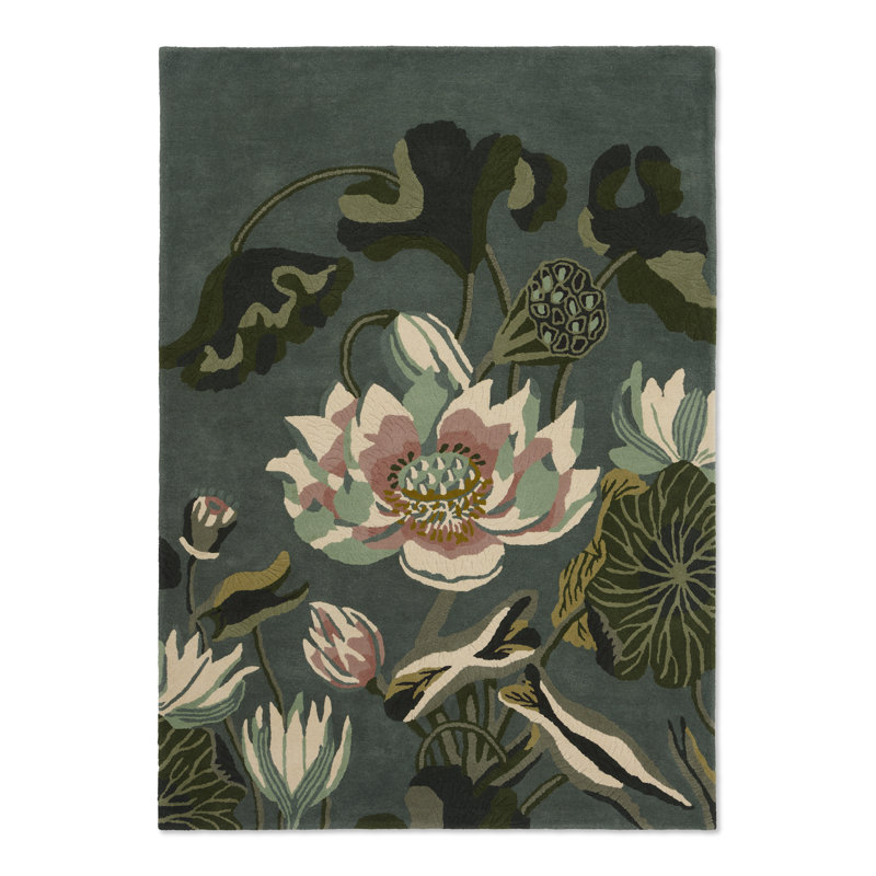 Hand Tufted Wool Floral Area Rug, Rectangle 5'7" x 7'10"