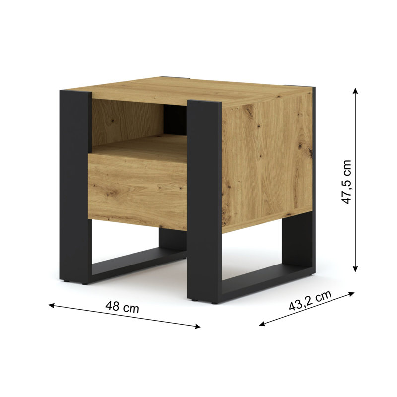Maja 48 cm W Bedside Table, Artisan Oak