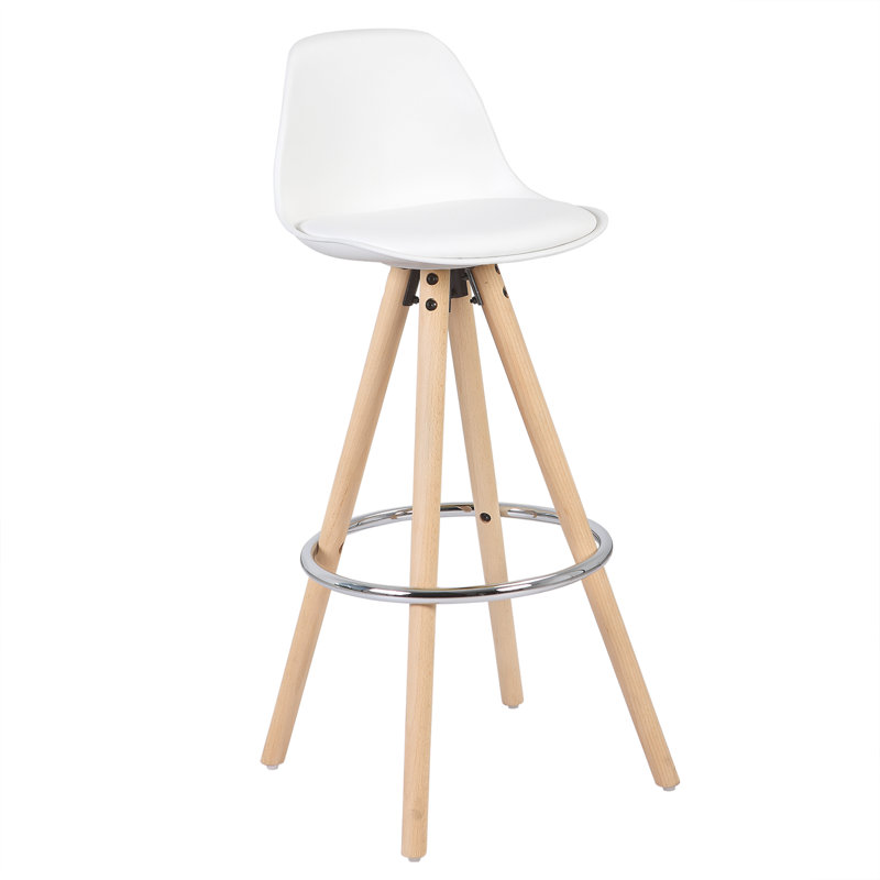 Ayala Upholstered Counter Stool with Solid Wood Frame, White