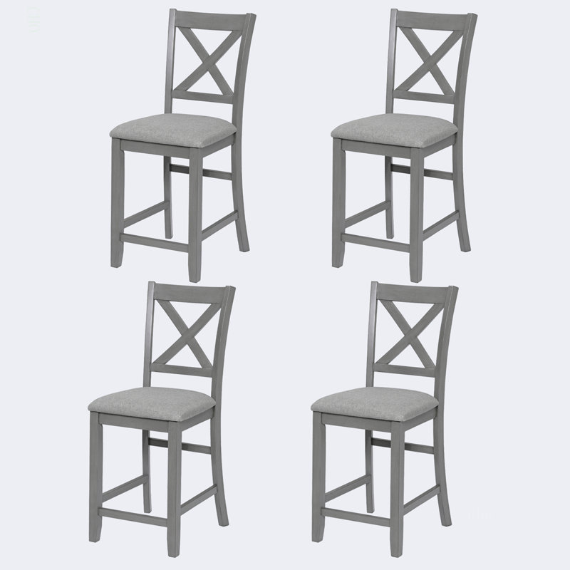 Ensemble de chaises à hauteur de comptoir pour 4 personnes, chaise de cuisine avec siège rembourré, tabouret de bar à hauteur de comptoir pour salle à manger