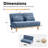 51.9''W Multi-Use Adjustable Chenille Loveseat Upholstery Futon Module-664297119