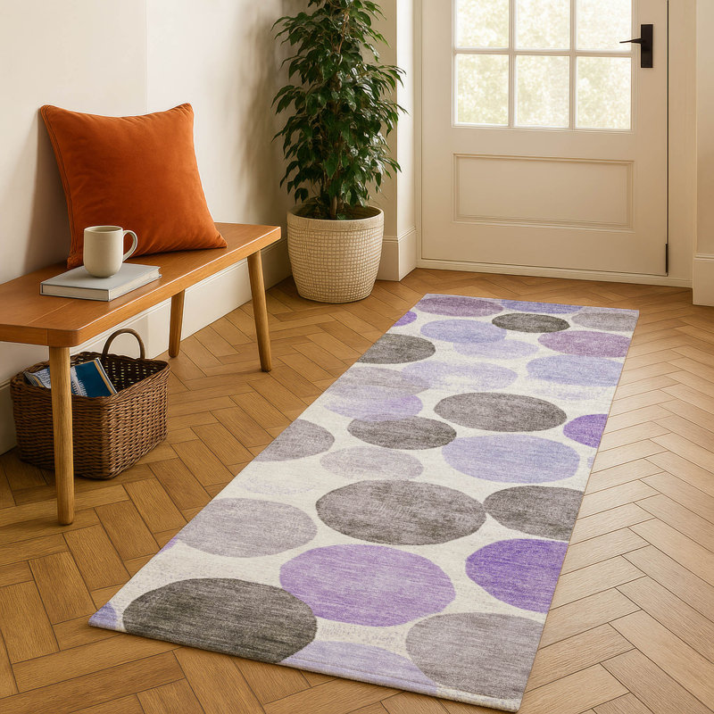 Premium Machine Washable Farolt AMF1898 Geometric Rug, Runner 2'3" x 7'6"